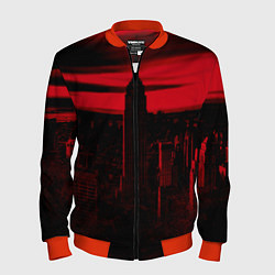 Мужской бомбер Город в красном цвете