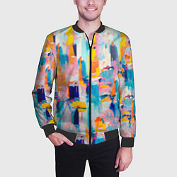Бомбер мужской Живописные мазки краски, цвет: 3D-черный — фото 2