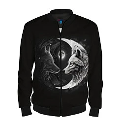 Бомбер мужской Волки инь-янь луна, цвет: 3D-черный