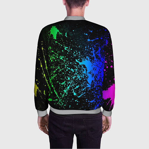 Мужской бомбер Разноцветные брызги / 3D-Меланж – фото 4