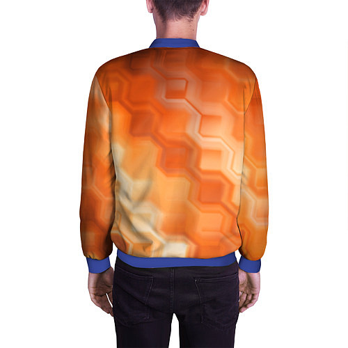 Мужской бомбер Золотисто-оранжевый туманный паттерн / 3D-Синий – фото 4