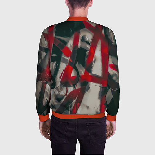 Мужской бомбер Красное граффити / 3D-Красный – фото 4
