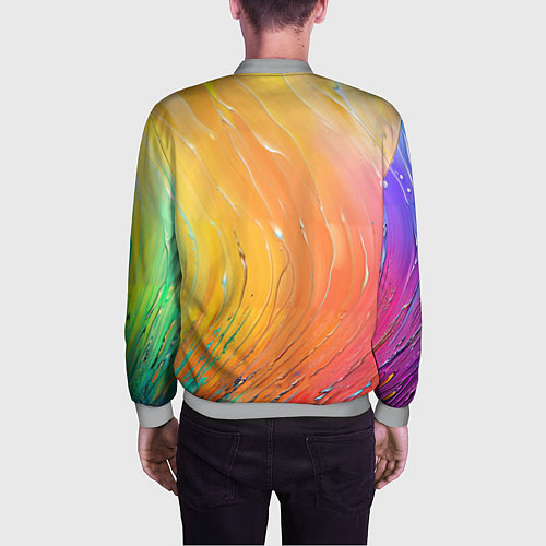 Мужской бомбер Оранжевое настроение красочная абстракция / 3D-Меланж – фото 4
