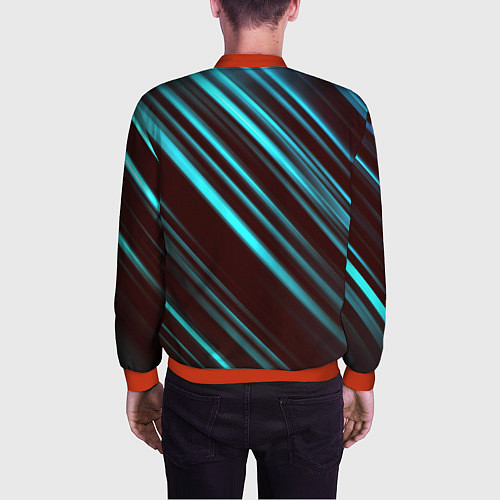 Мужской бомбер Stripes line neon color / 3D-Красный – фото 4