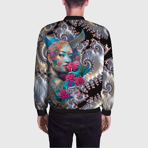 Мужской бомбер Japanese beauty - irezumi / 3D-Черный – фото 4