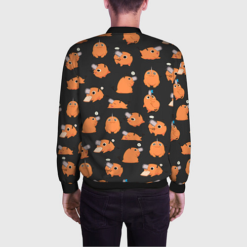 Мужской бомбер Chainsaw Man - Почита паттерн / 3D-Черный – фото 4