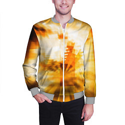 Бомбер мужской Ярко-жёлтое свечение и пиксели, цвет: 3D-меланж — фото 2