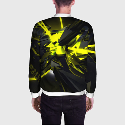Мужской бомбер Yellow gold abstraction / 3D-Белый – фото 4