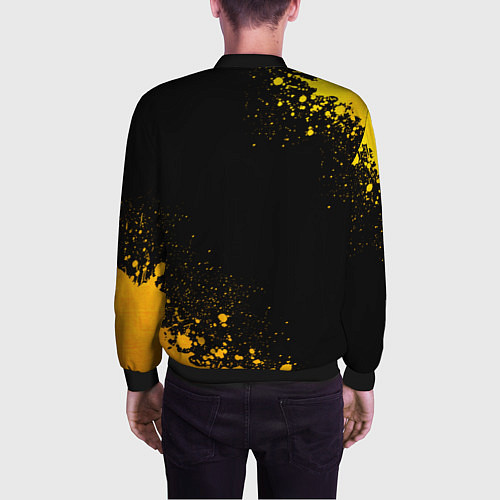 Мужской бомбер Angels of Death - gold gradient: надпись, символ / 3D-Черный – фото 4