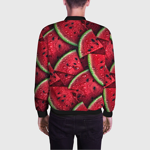Мужской бомбер Сочная текстура из долек арбуза / 3D-Черный – фото 4