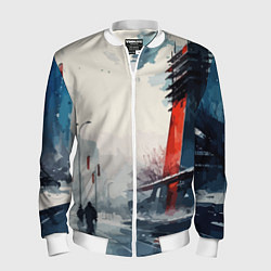 Мужской бомбер Наш город - коллекция Бело-сине-красный - Хуф и Ся