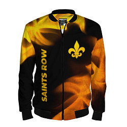 Бомбер мужской Saints Row - gold gradient: надпись, символ, цвет: 3D-черный