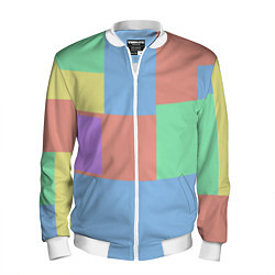 Бомбер мужской Разноцветные квадраты и прямоугольники, цвет: 3D-белый