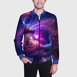 Бомбер мужской Небула в космосе в фиолетовых тонах - нейронная се, цвет: 3D-синий — фото 2