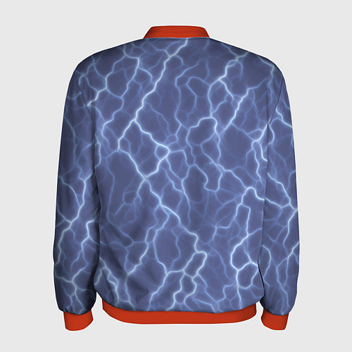 Мужской бомбер Электрический разряд на голубом фоне / 3D-Красный – фото 2