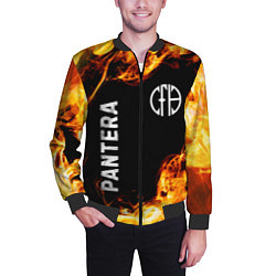 Бомбер мужской Pantera и пылающий огонь, цвет: 3D-черный — фото 2