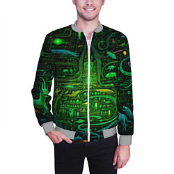 Бомбер мужской Психоделика в зеленом - нейронная сеть, цвет: 3D-меланж — фото 2