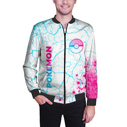 Бомбер мужской Pokemon neon gradient style: надпись, символ, цвет: 3D-черный — фото 2