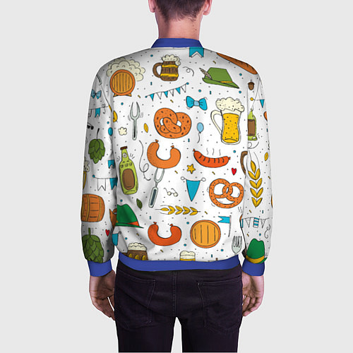 Мужской бомбер Октоберфест - цветной дудл / 3D-Синий – фото 4