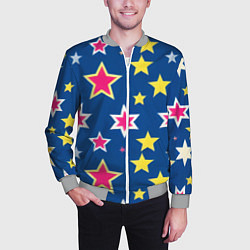 Бомбер мужской Звёзды разных цветов, цвет: 3D-меланж — фото 2