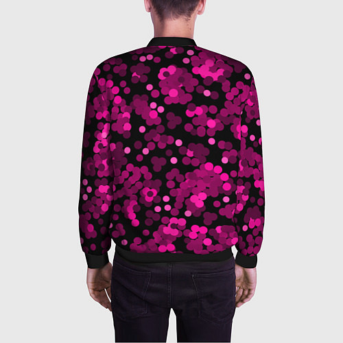 Мужской бомбер Красно розовые конфетти на черном / 3D-Черный – фото 4