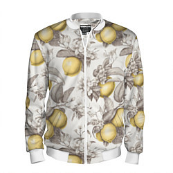 Бомбер мужской Лимоны - винтаж графика: паттерн, цвет: 3D-белый