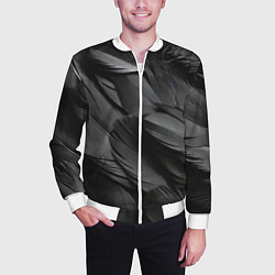 Бомбер мужской Черные перья ворона, цвет: 3D-белый — фото 2