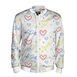 Бомбер мужской Color hearts, цвет: 3D-белый