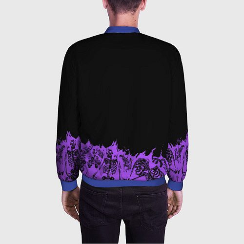 Мужской бомбер Скелеты в неоновом огне / 3D-Синий – фото 4