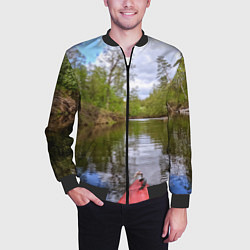 Бомбер мужской Красная байдарка, цвет: 3D-черный — фото 2