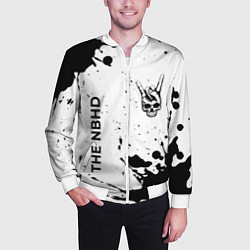 Бомбер мужской The Neighbourhood и рок символ на светлом фоне, цвет: 3D-белый — фото 2