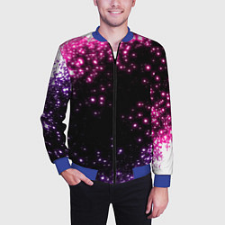 Бомбер мужской Неоновые звезды - neon, цвет: 3D-синий — фото 2