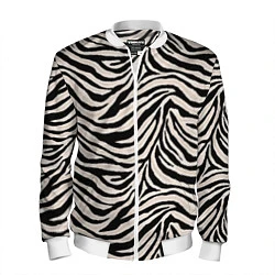 Бомбер мужской Полосатая шкура зебры, белого тигра, цвет: 3D-белый