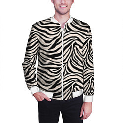 Бомбер мужской Полосатая шкура зебры, белого тигра, цвет: 3D-белый — фото 2