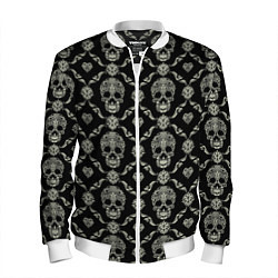 Бомбер мужской Узор с черепами Pattern with skulls, цвет: 3D-белый