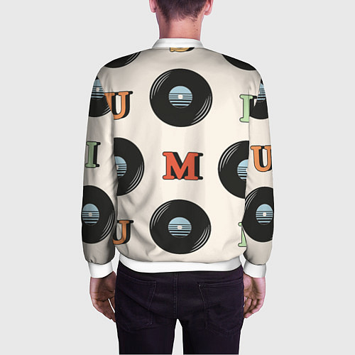 Мужской бомбер Виниловое ретро / 3D-Белый – фото 4