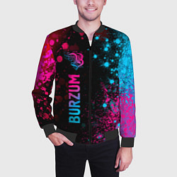 Бомбер мужской Burzum - neon gradient: по-вертикали, цвет: 3D-черный — фото 2
