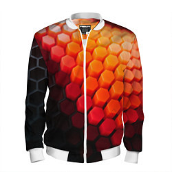 Бомбер мужской Hexagon orange, цвет: 3D-белый