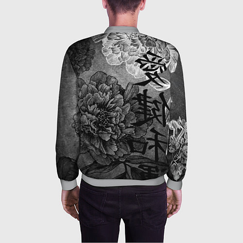 Мужской бомбер Flowers - japanese art / 3D-Меланж – фото 4