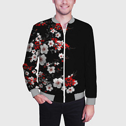 Бомбер мужской Белая и красная сакура - цветение, цвет: 3D-меланж — фото 2