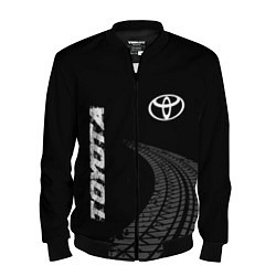 Бомбер мужской Toyota speed на темном фоне со следами шин: надпис, цвет: 3D-черный