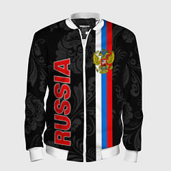 Бомбер мужской Russia black style, цвет: 3D-белый