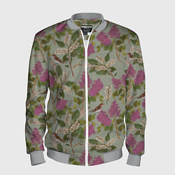 Бомбер мужской Мухоловки и сирень, цвет: 3D-меланж