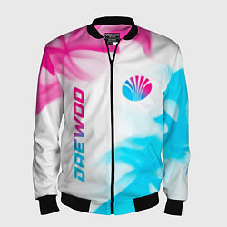 Бомбер мужской Daewoo neon gradient style: надпись, символ, цвет: 3D-черный