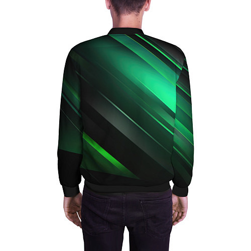 Мужской бомбер Black green abstract / 3D-Черный – фото 4