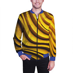 Бомбер мужской Желтые абстрактные полосы, цвет: 3D-синий — фото 2