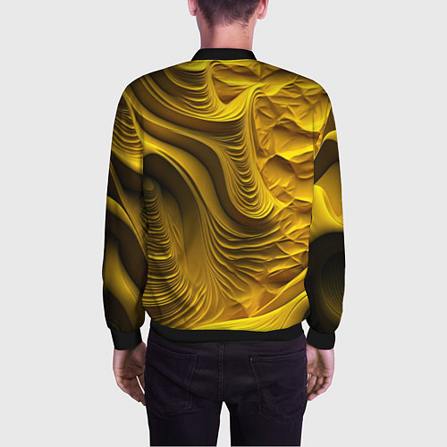 Мужской бомбер Объемная желтая текстура / 3D-Черный – фото 4