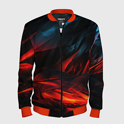 Бомбер мужской Red black abstract, цвет: 3D-красный