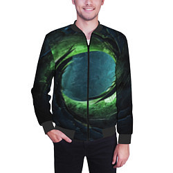 Бомбер мужской Объемная зеленая абстракция, цвет: 3D-черный — фото 2