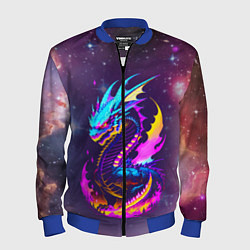 Бомбер мужской Space dragon - neon glow - neural network, цвет: 3D-синий